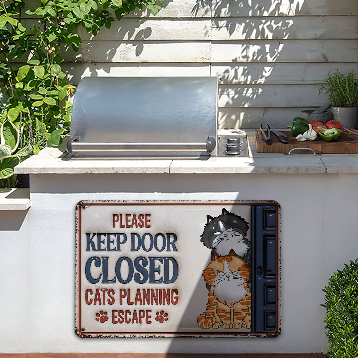 Unique Personalized Custom 3D Inflated Effect Metal Sign - Cats Planning Escape