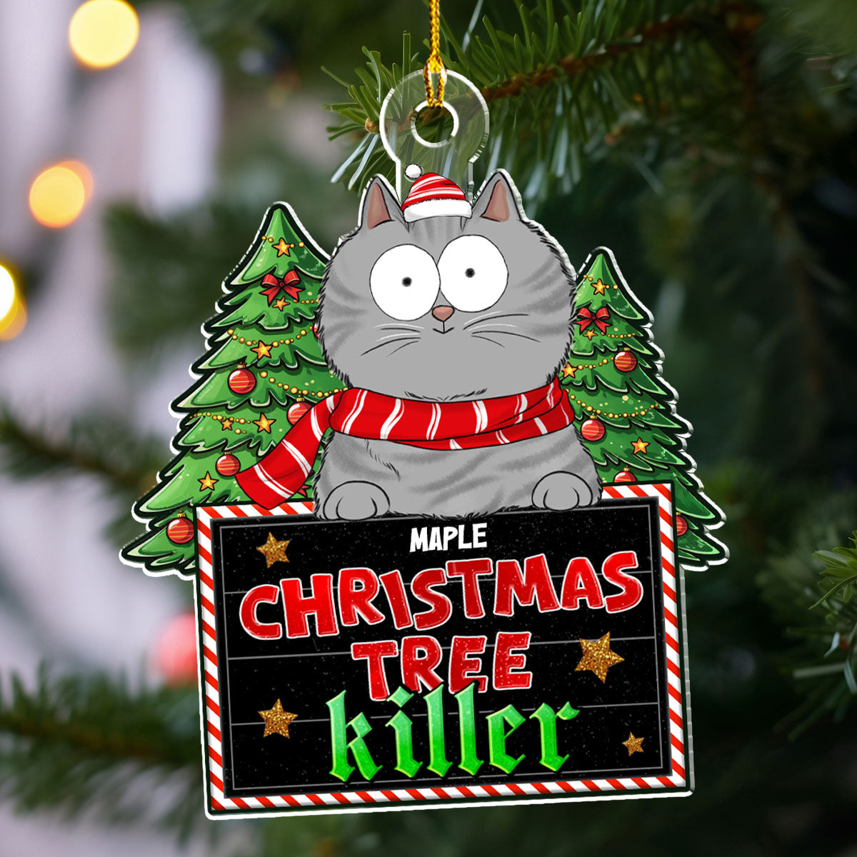 Unique Personalized Custom Acrylic Christmas Tree Killer Ornament