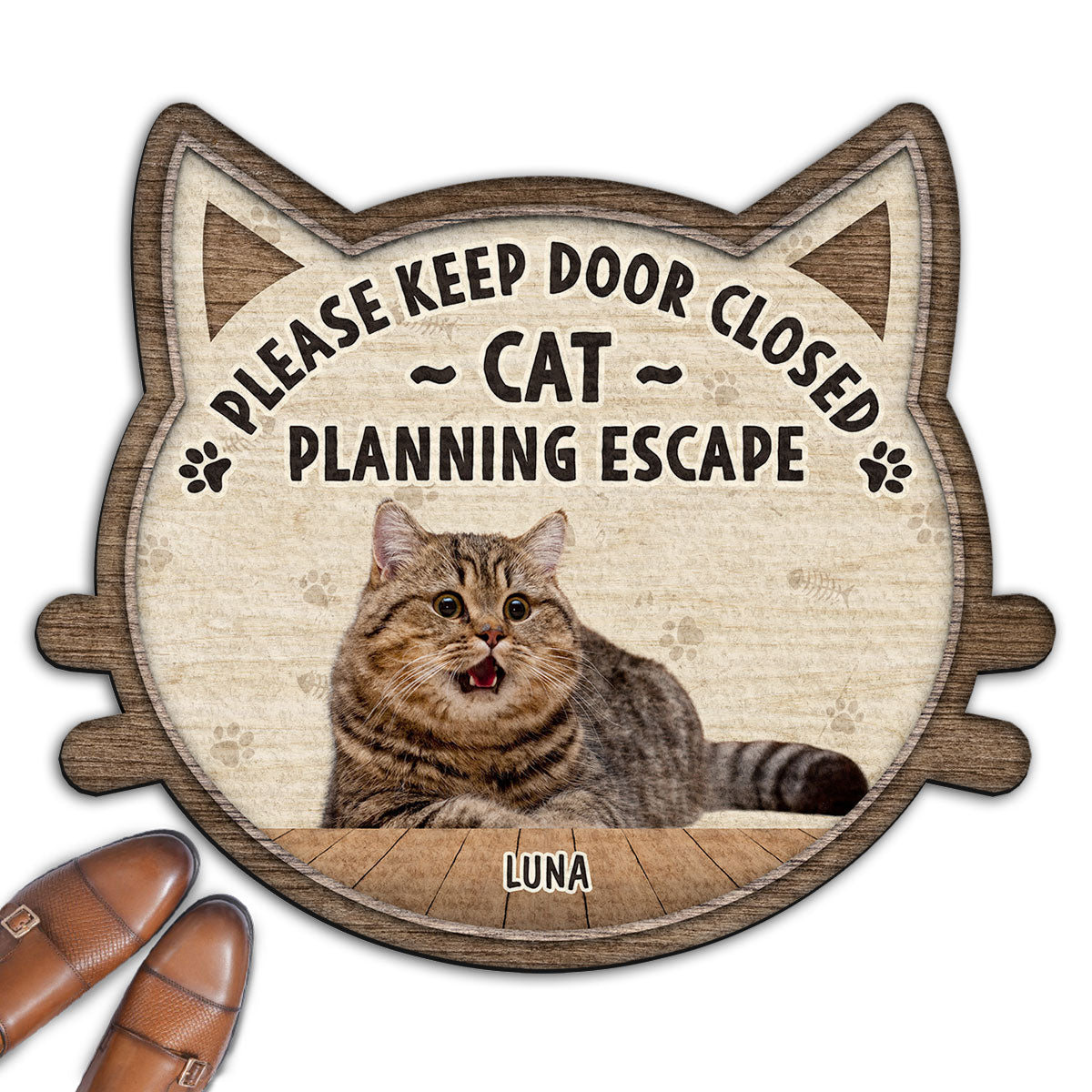 Personalized Custom Cats Planning Escape Photo Doormat - Ideal for Pet Lovers