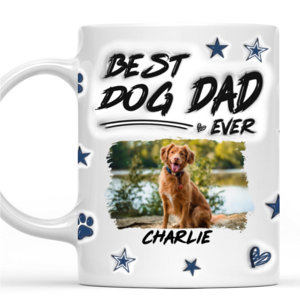 Best Personalized Custom 3D Inflated Effect Dog Dad Line Photo Mug - Ideal Gift for Dog Lovers