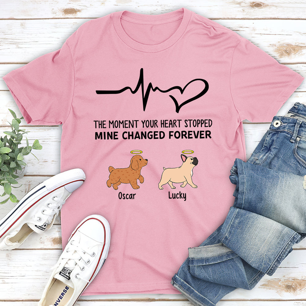 The Moment Your Heart Stopped Mine Changed - Personalized Custom Unisex Memorial T-shirt for Pet Lovers
