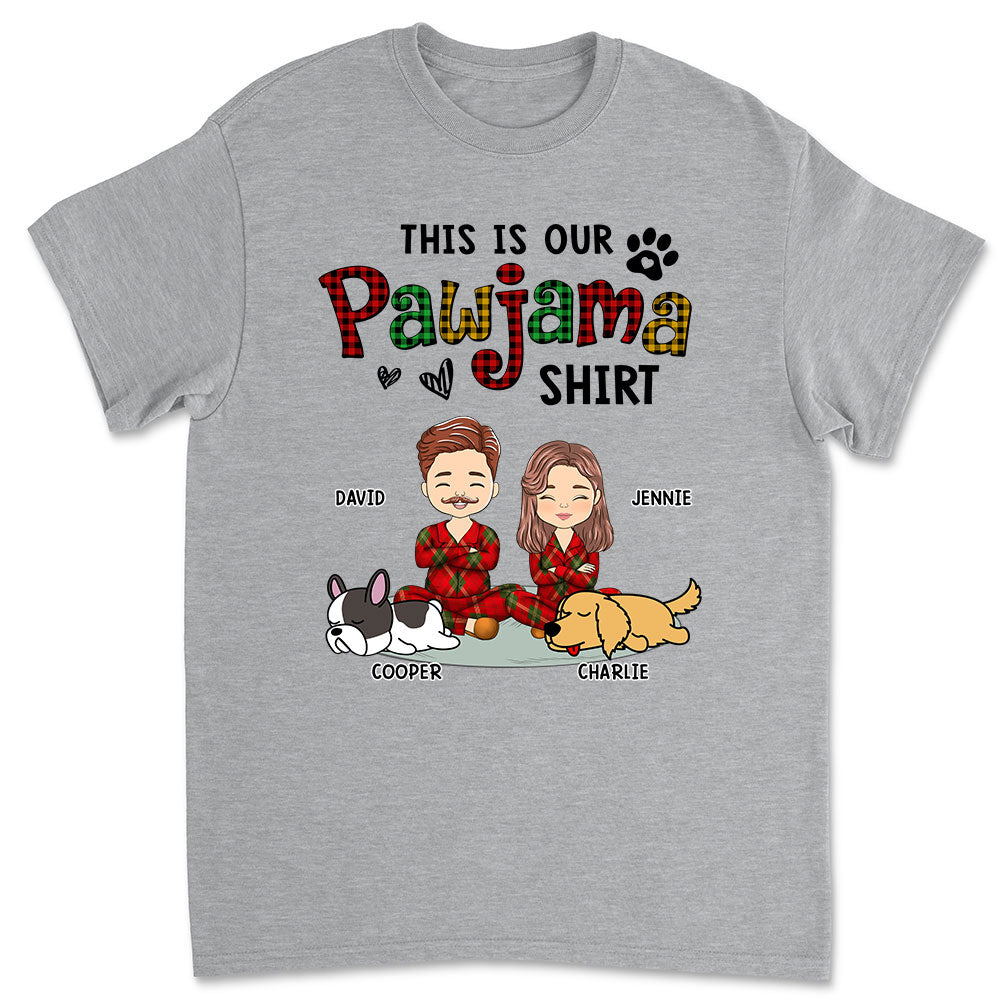 Pawjama Shirt Ver Couple - Personalized Custom Unisex 5.3 oz T-Shirt for Pet Lovers