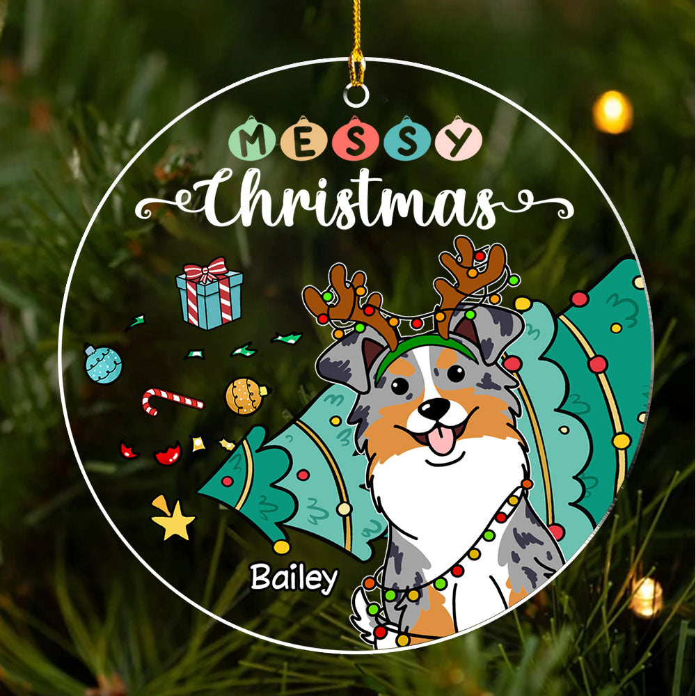 Festive Messy Holiday - Personalized Custom 4' Diameter Acrylic Christmas Ornament
