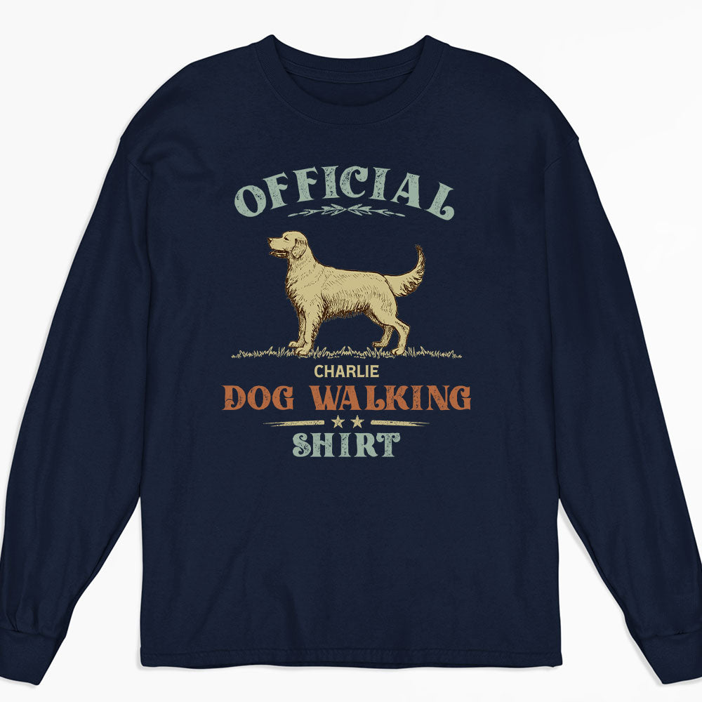 Vintage Dog Walking Personalized Custom Long Sleeve Unisex T-shirt