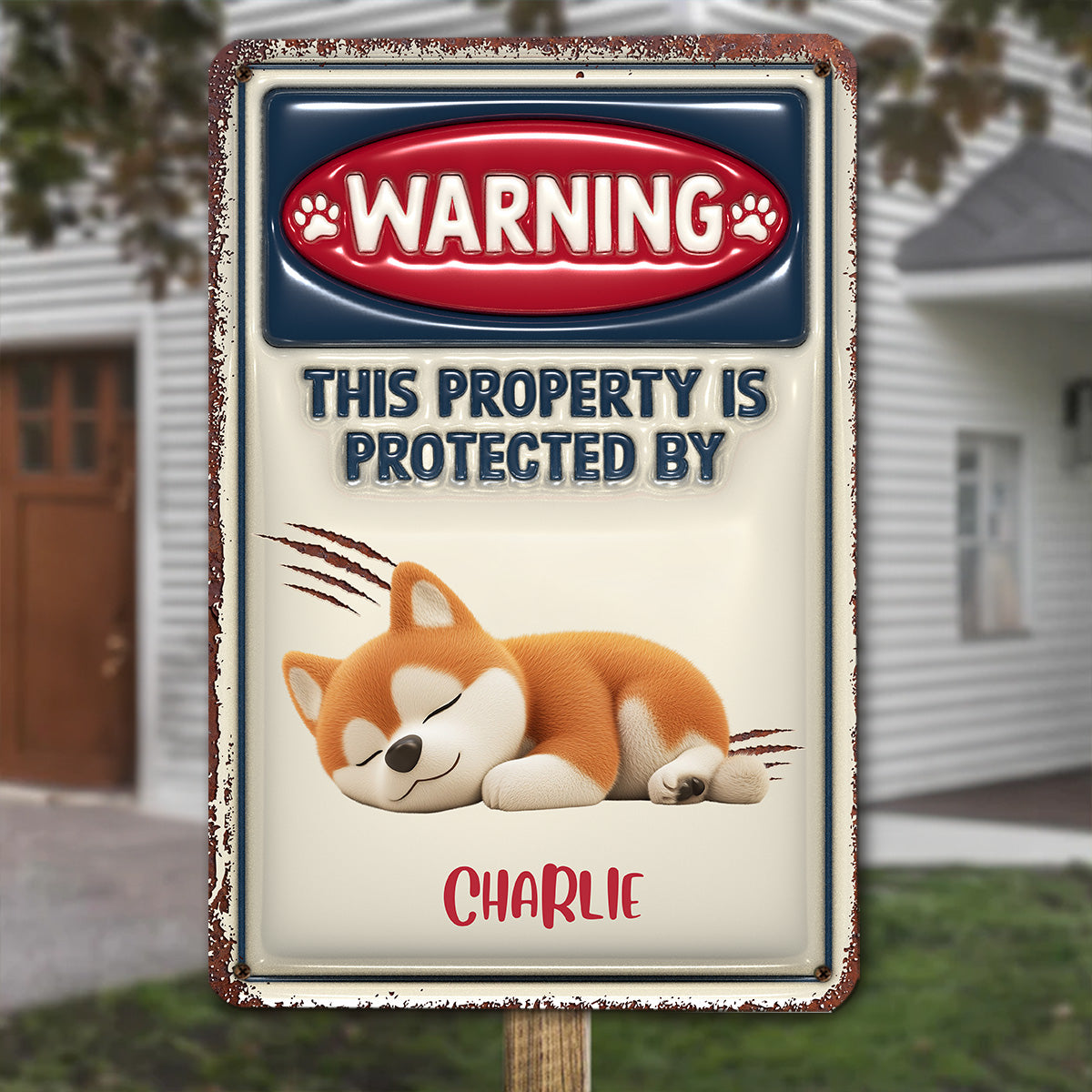 Personalized Custom 3D Inflated Effect Metal Sign - Property Is Protected By My Dog
