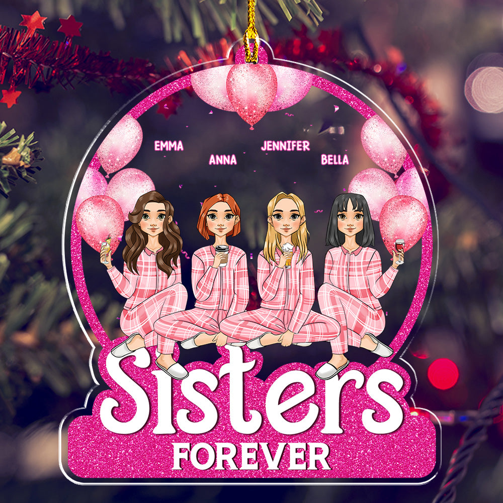 Besties Forever - Customizable Personalized Acrylic Christmas Ornament with 4' Diameter