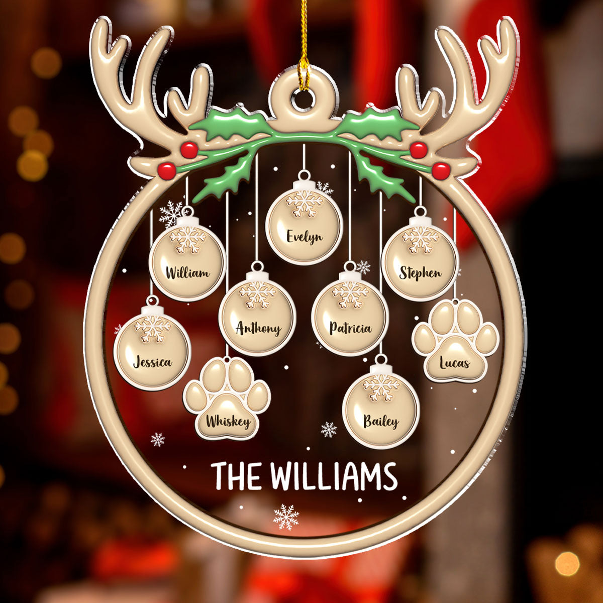 Unique Personalized Custom 3D Inflated Effect Paw Charm Acrylic Christmas Ornament