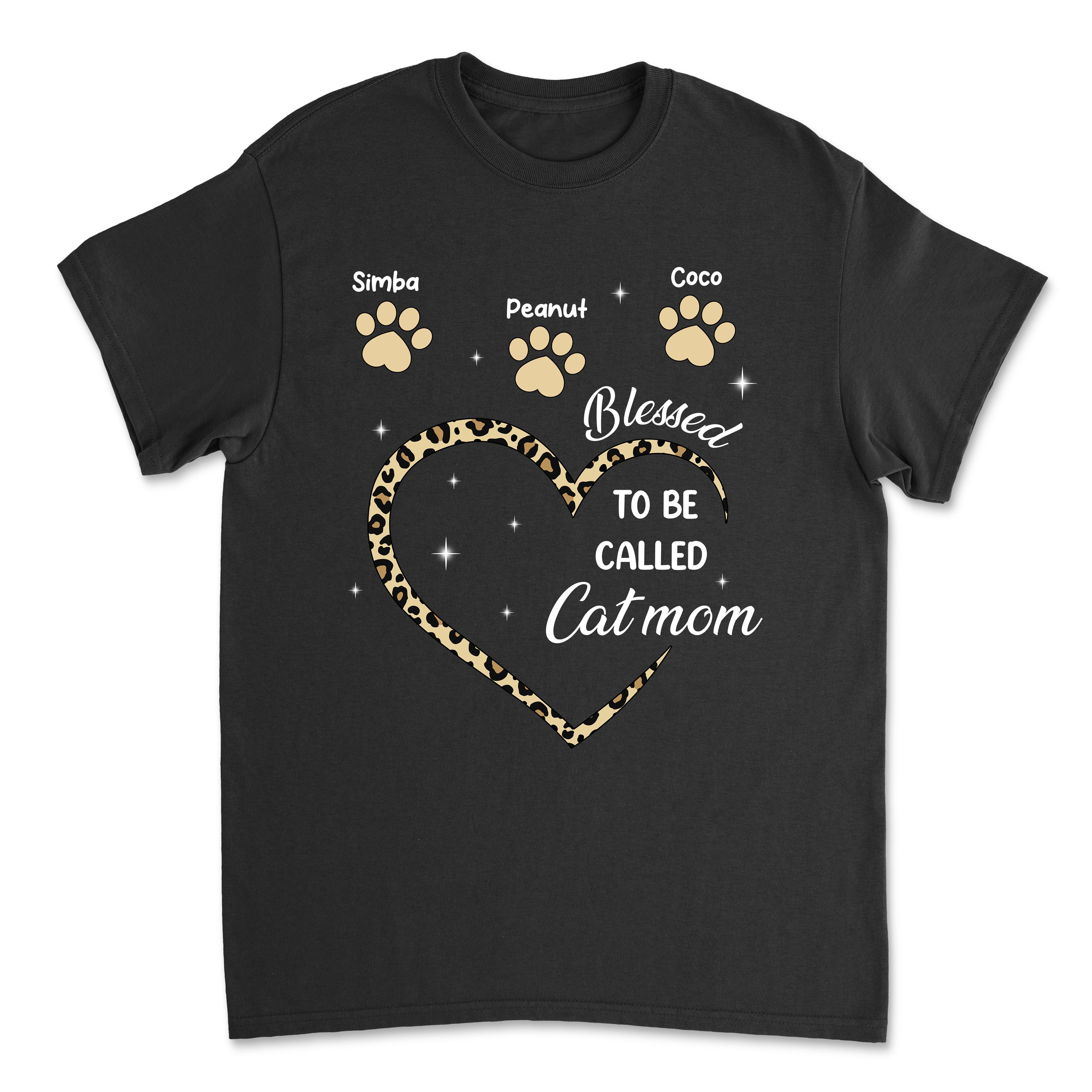 Blessed To Be Called Cat Mom - Customizable Personalized Unisex 5.3 oz T-shirt for Pet Lovers