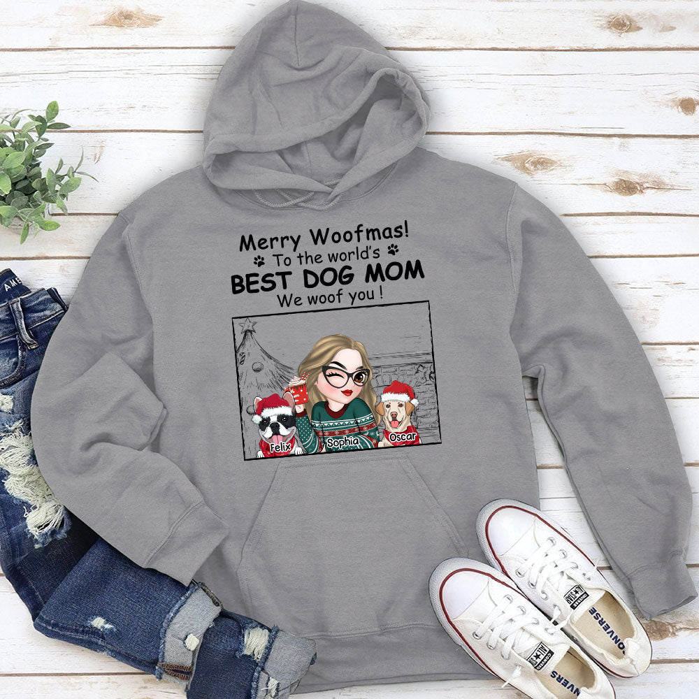 Best Dog Mom Christmas - Customizable Personalized Unisex 8.0 oz Christmas Hoodie for Pet Lovers