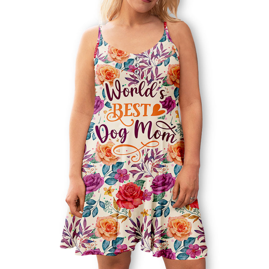 Exquisite Roses Pattern World 2 - Adjustable Strap Knee - Length Dress for Pet Lovers