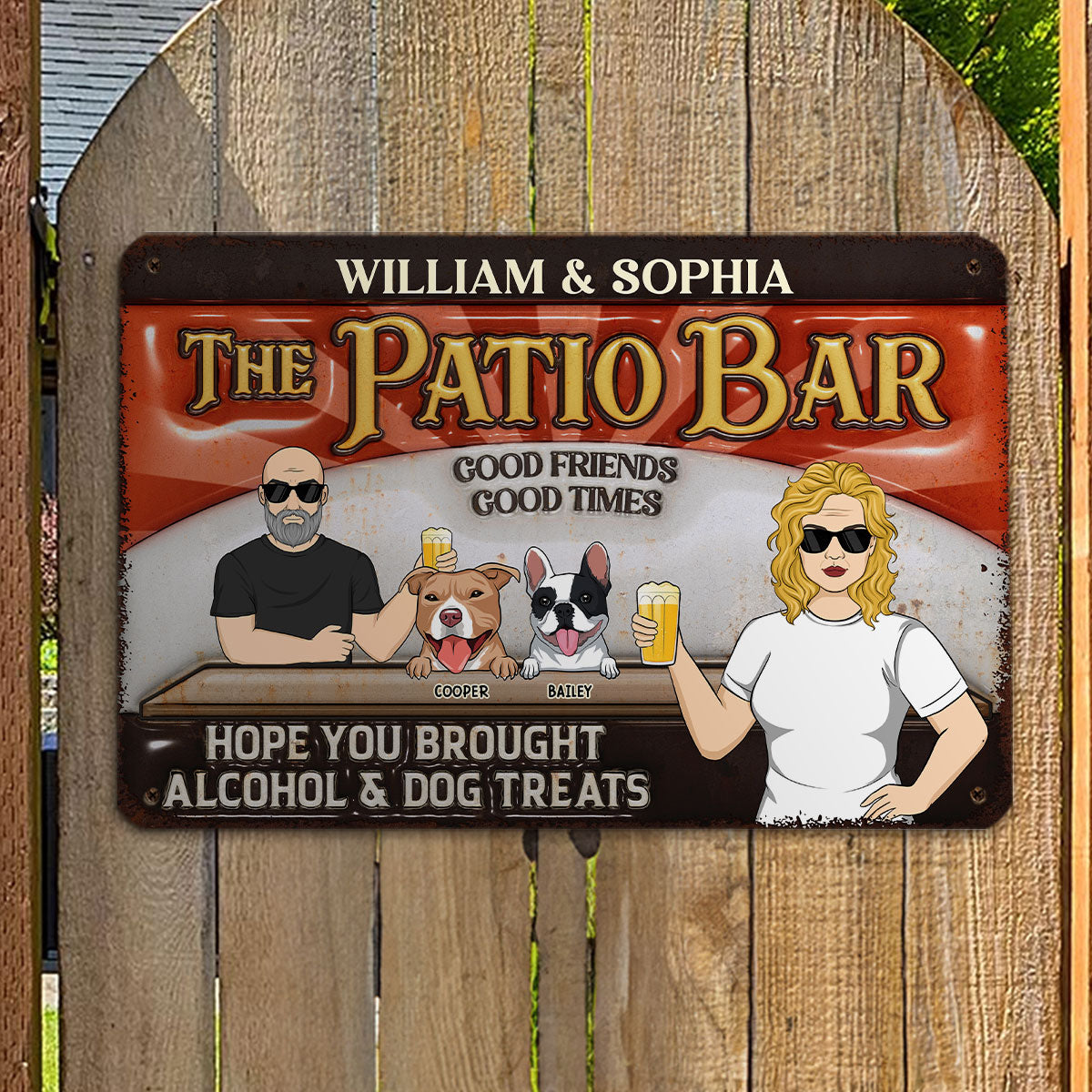 Customizable 3D Inflated Effect Metal Sign for Alcohol and Dog Treats - Personalized Decor