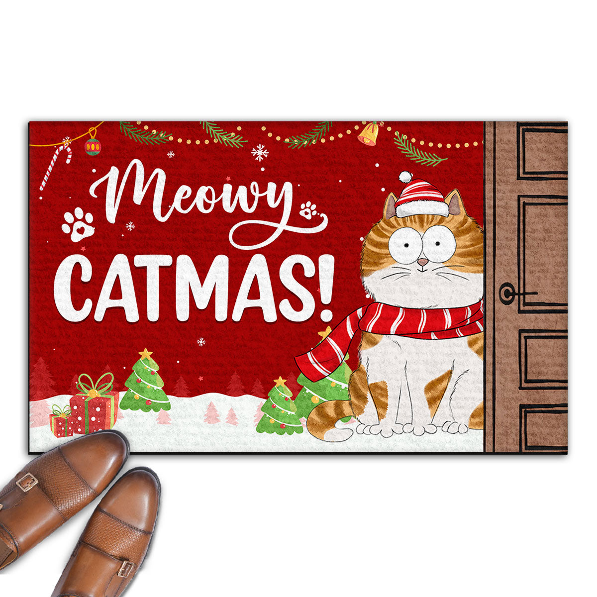 Personalized Custom Christmas Doormat with Your Beloved Cat or Dog - Have A Very Meowy Christmas