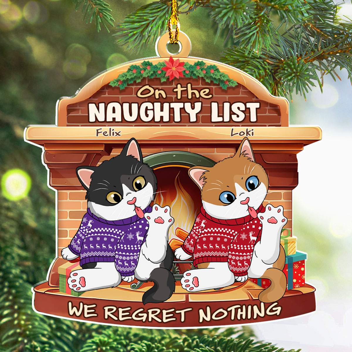 Adorable Personalized Custom Santa Paws Acrylic Christmas Ornament