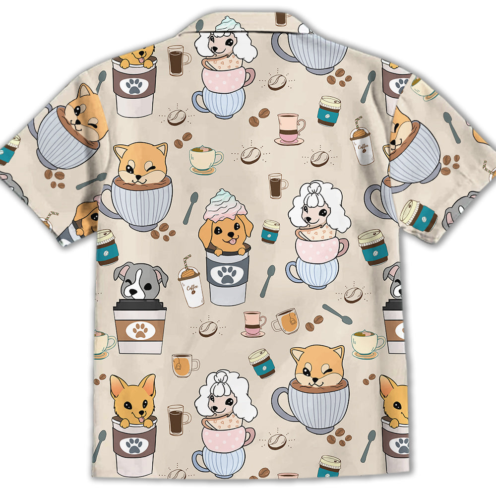 Adorable Dog And Coffee Kids Button-up Shirt - Ideal Gift for Various Occasions