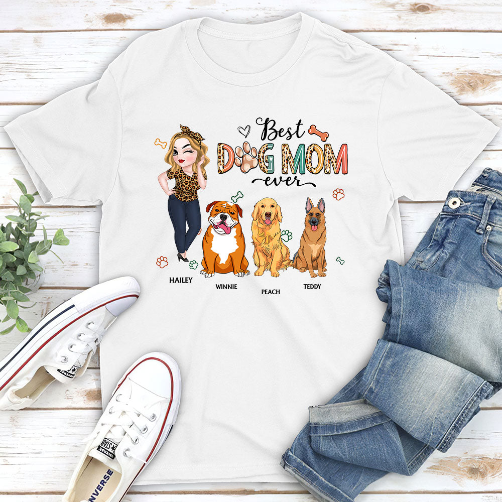 Best Dog Mom Ever And Ever Version 2 - Personalized Custom Unisex Heavy Cotton T-Shirt with Copyrighted Artwork