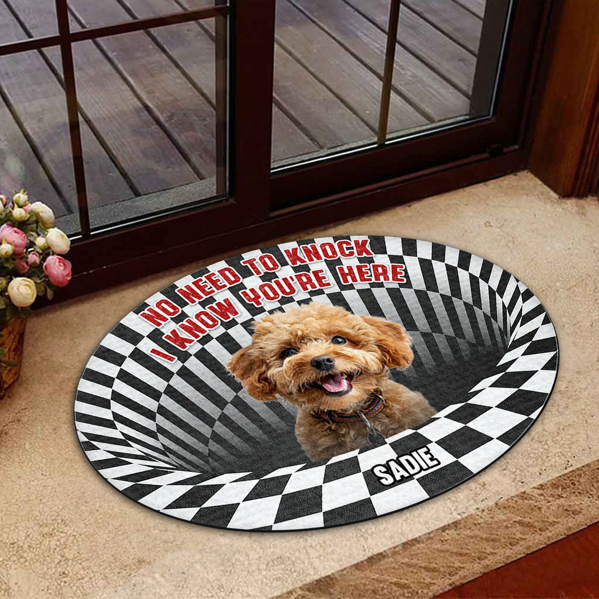 Custom Photo Personalized Doormat: No Need To Knock - Ideal for Pet Lovers