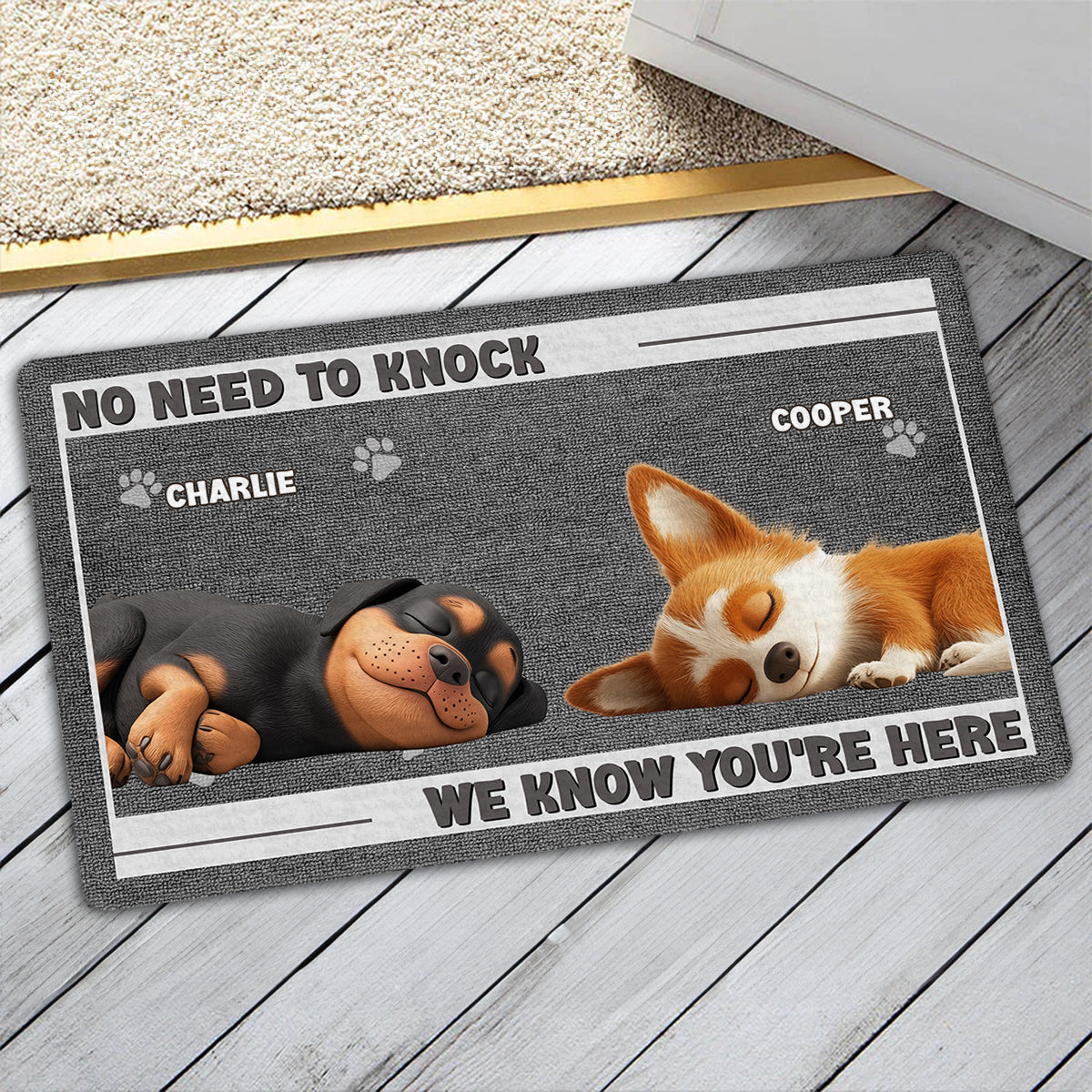 No Need To Knock - Personalized Custom Pet Doormat with Vibrant Sublimation Printing