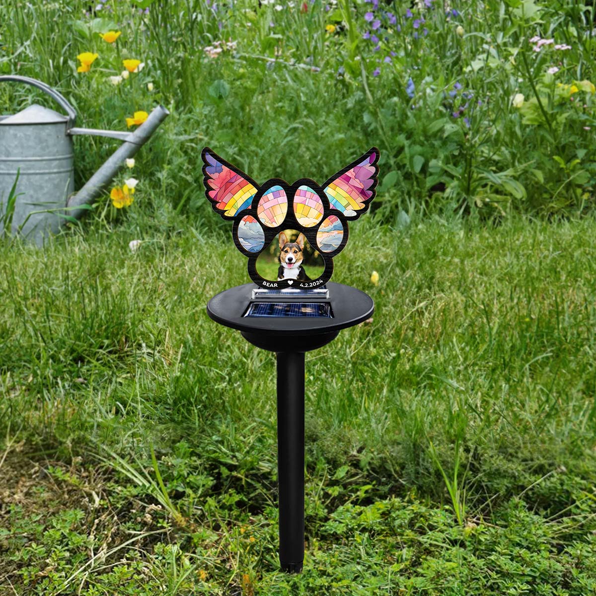 Personalized Custom Pawprints On Hearts Solar Light for Bereavement Memorial