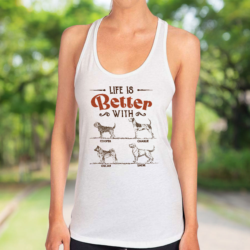 Unique Vintage Personalized Custom Women's Dog Walking Summer Racerback Tank Shirt