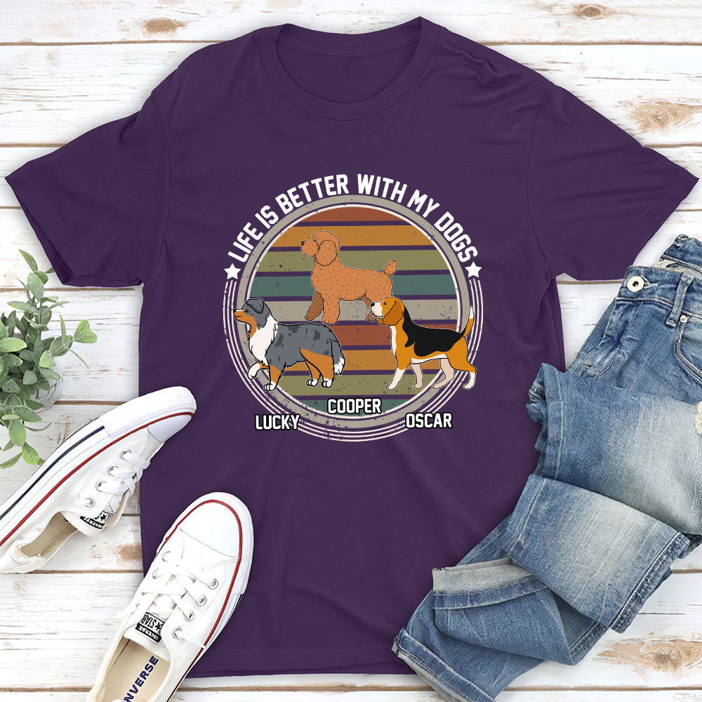 Better One With My Dog - Personalized Custom Unisex 5.3 oz T-shirt for Pet Lovers