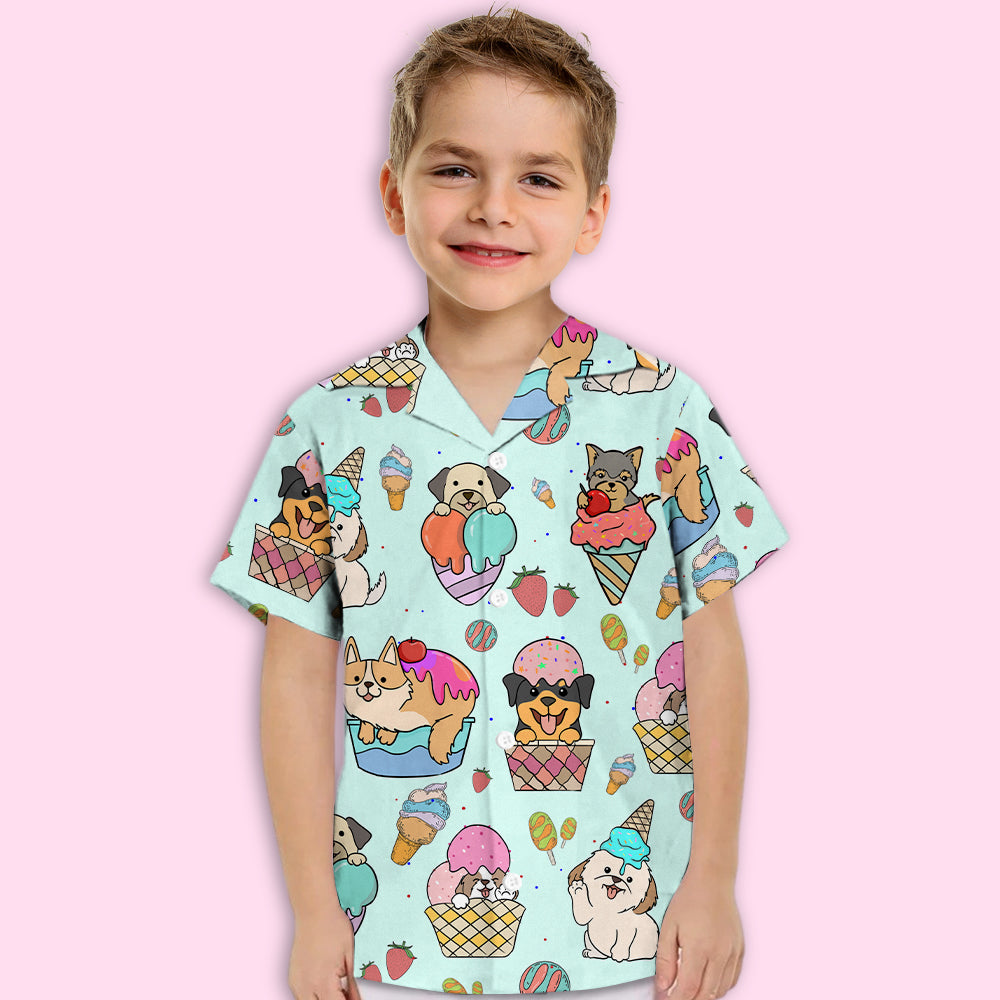 Adorable Dog And Ice Cream Kids Button - up Shirt for All Occasions