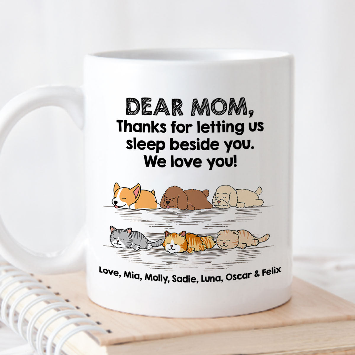 Sleep Beside Pet 2 - Personalized Custom Coffee Mug for Pet Lovers - 11oz & 15oz Sizes