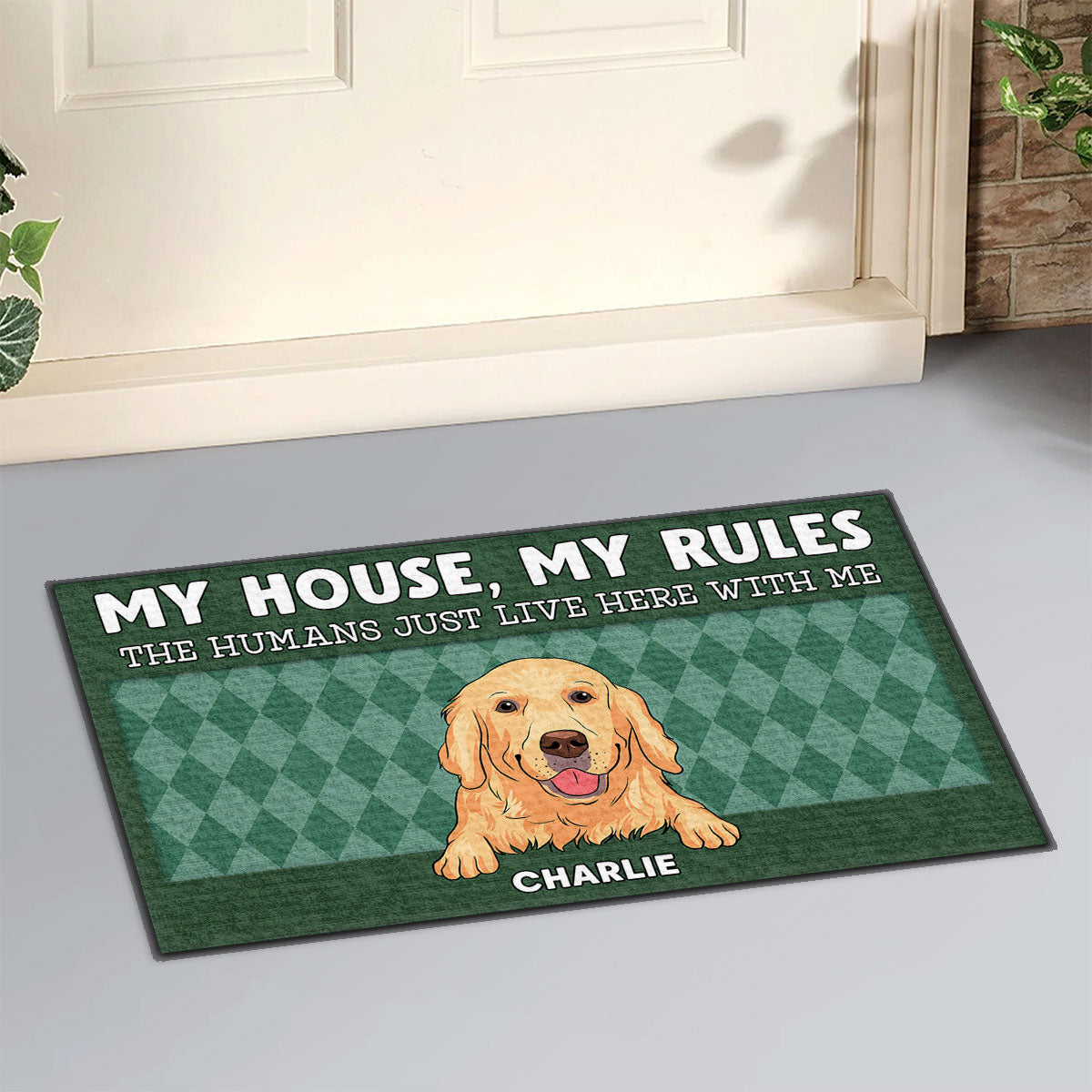 The Humans Live Here - Personalized Custom Doormat with Your Beloved Pet's Picture