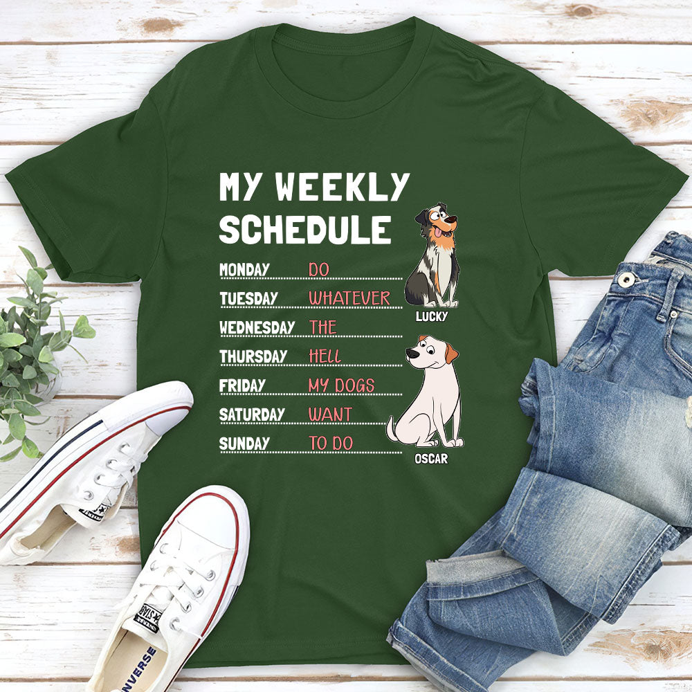 My Weekly Schedule - Personalized Custom Unisex Cotton Blend T-shirt for Pet Lovers