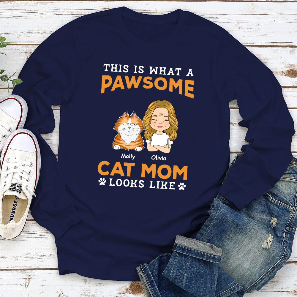 Pawsome Dad Look - Personalized Custom Long Sleeve Unisex T - shirt for Pet Lovers