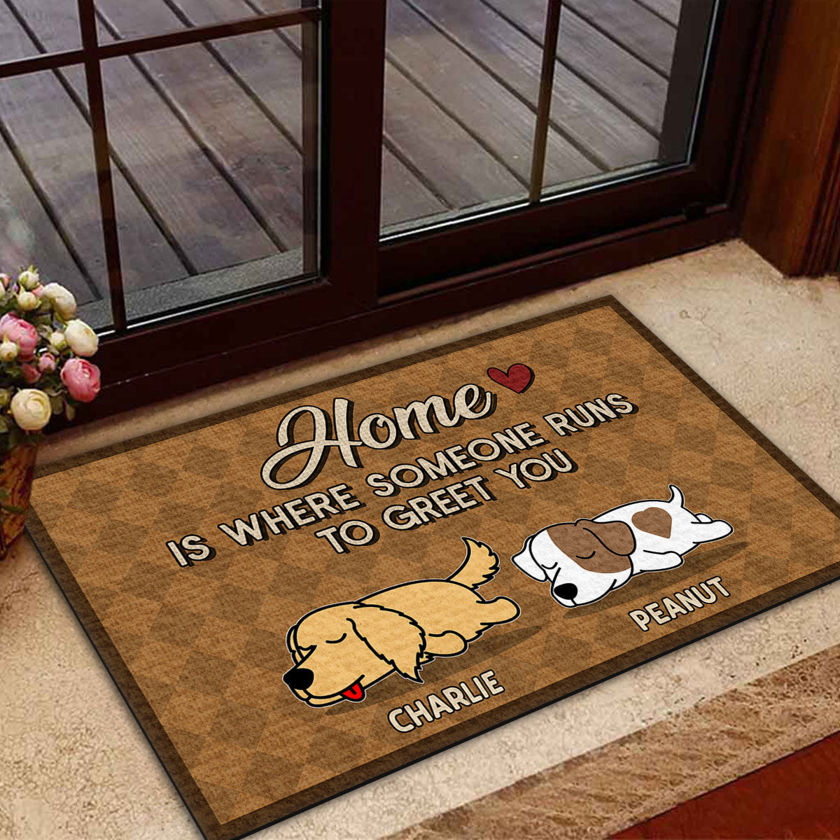 Home Is Where Someone Runs - Personalized Custom Pet Lover Doormat with Cat or Dog Picture