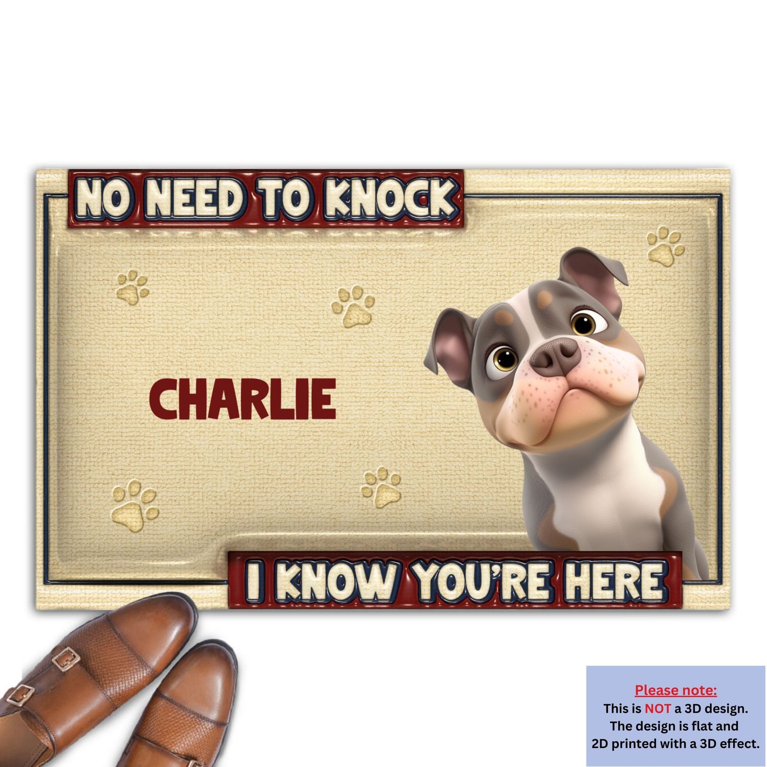 No Need To Knock - Personalized Custom 3D Inflated Effect Doormat with Your Pet's Picture