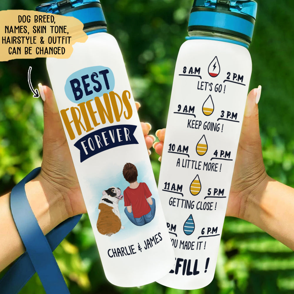 Best Friends Forever - Premium Personalized Custom Water Tracker Bottle for Pet Lovers