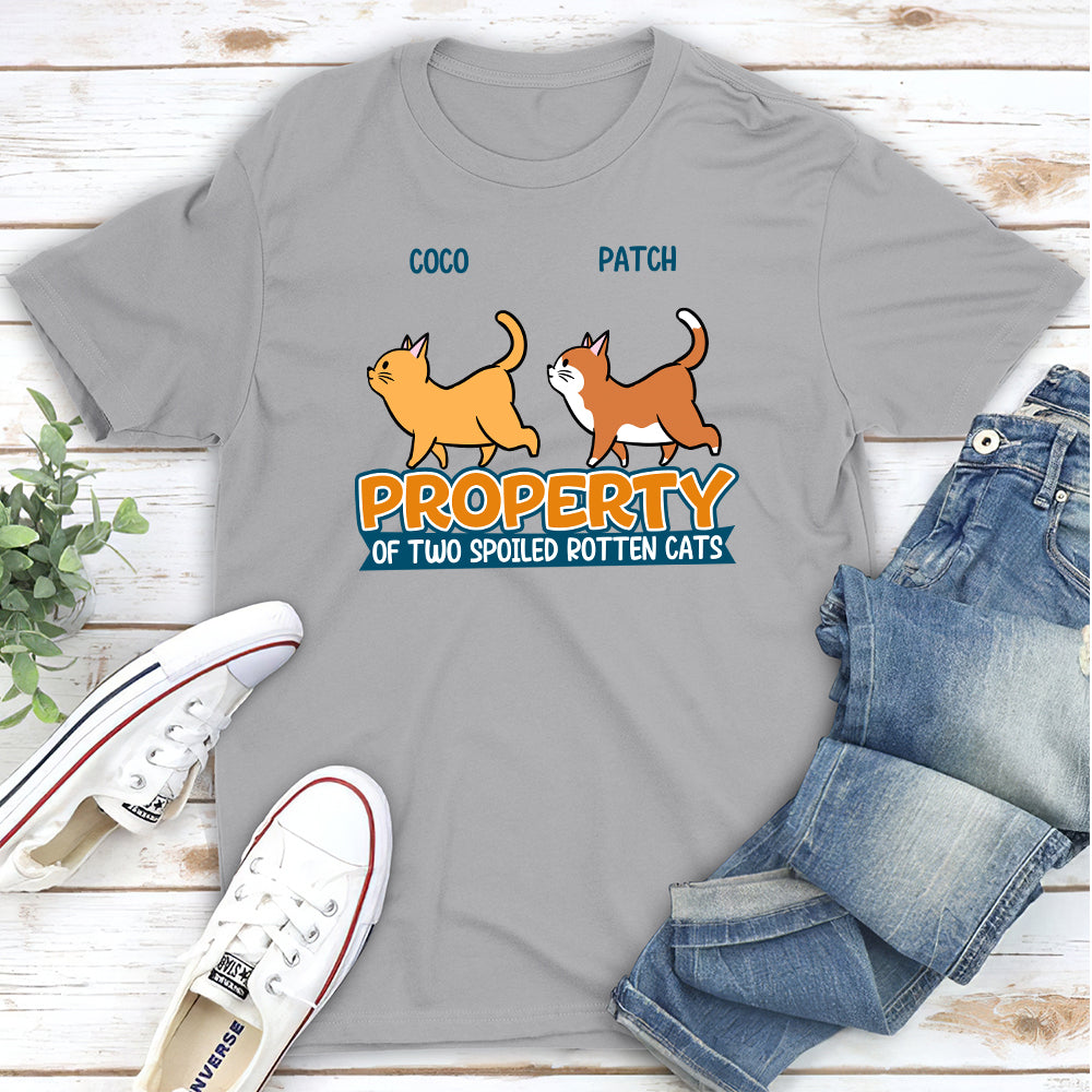 Property Of Spoiled Cats - Personalized Custom Unisex 5.3 oz T-shirt for Pet Lovers