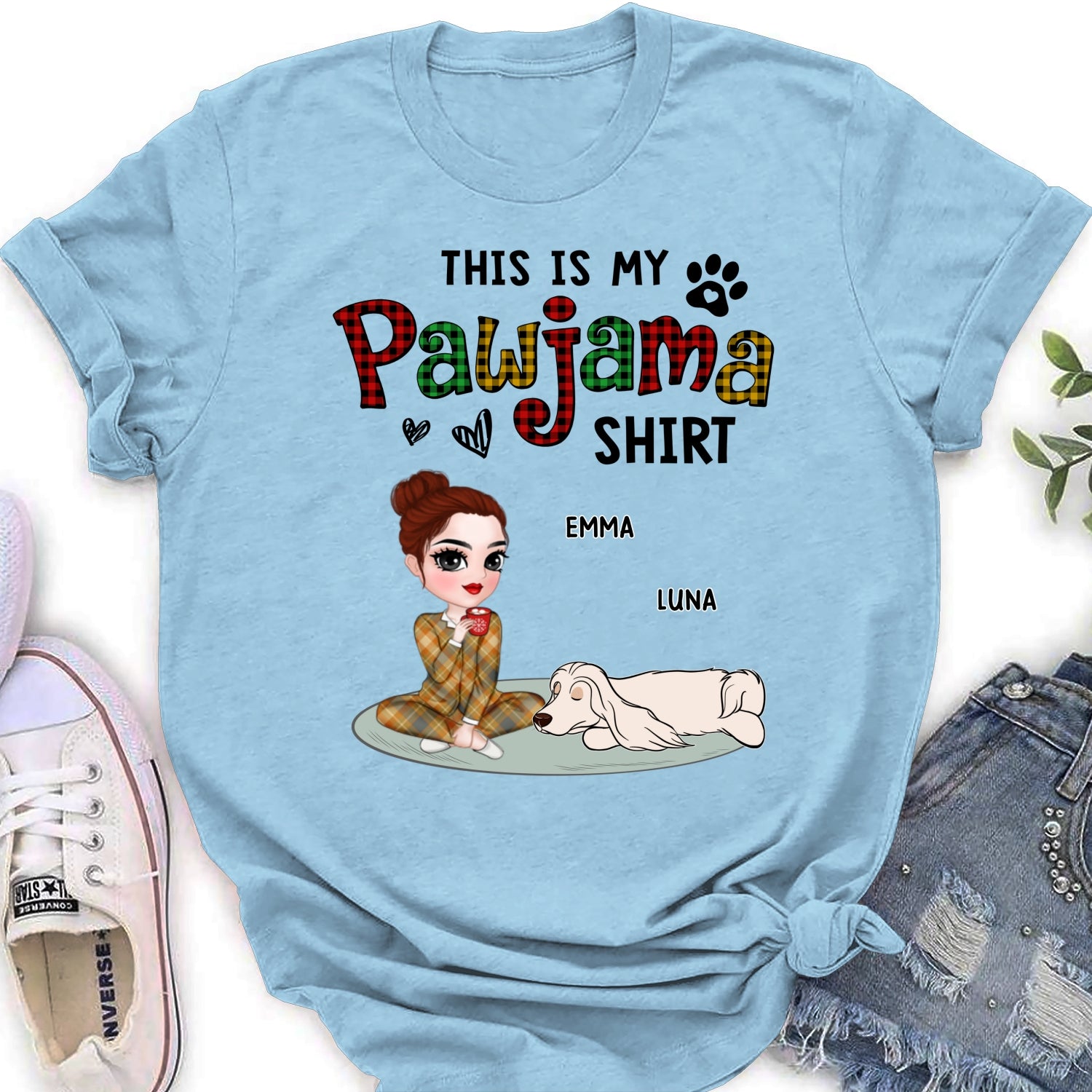 Pawjama Shirt Ver Pet - Personalized Custom Women's Fashionable T-Shirt for Pet Lovers