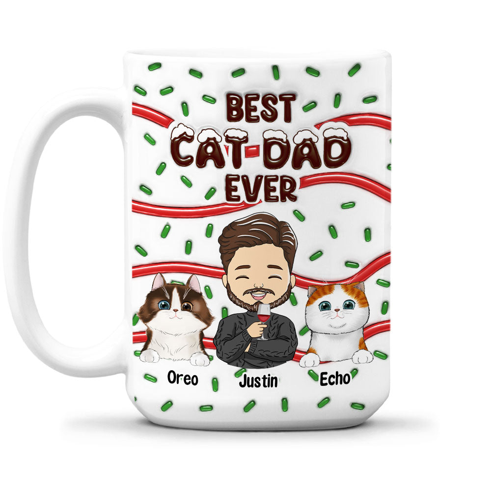 Best Dog and Cat Lover Mom Dad - Personalized Custom 3D Inflated Effect 11oz and 15oz Ceramic Mug