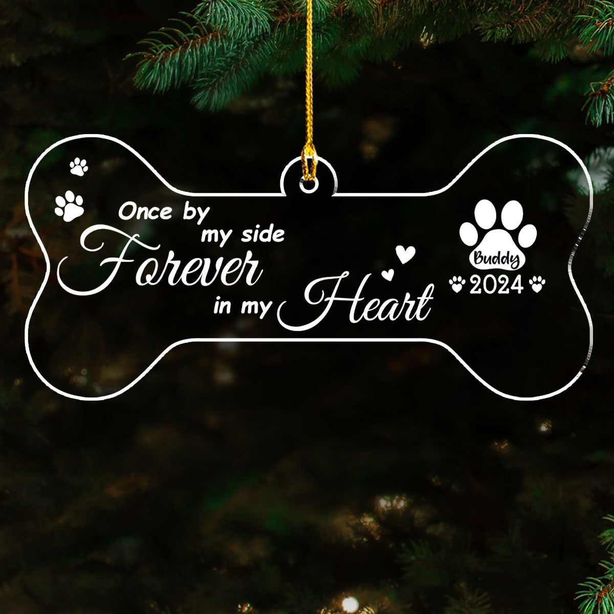 Once By My Side Forever In My Heart - Personalized Custom 4' Diameter and 0.2' Thickness Acrylic Christmas Ornament