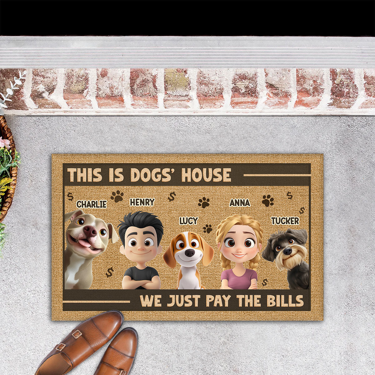 Pay The Bills - Personalized Custom Pet Picture Doormat with Multiple Sizes and Quality Options