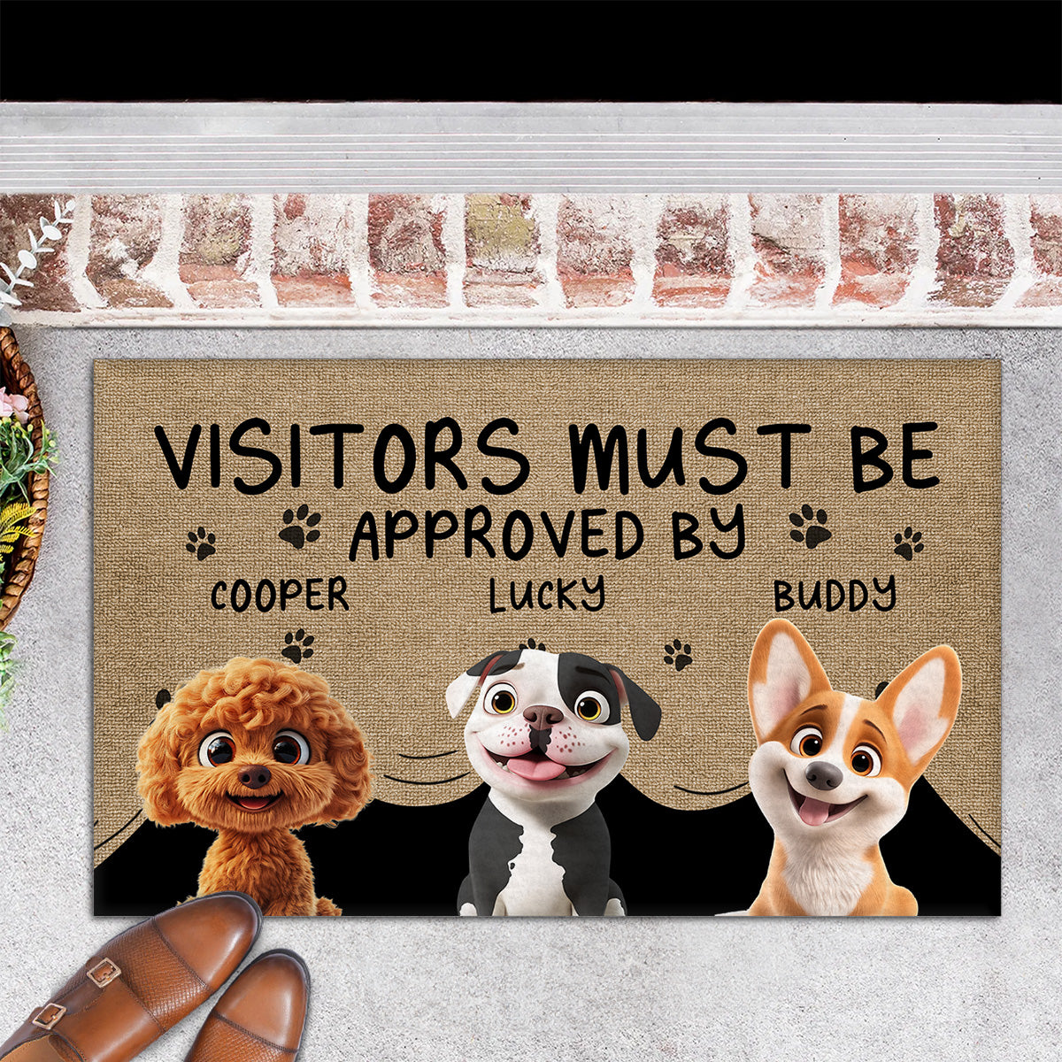 Personalized Custom Doormat - Approved By Dog Cartoon, Ideal for Pet Lovers