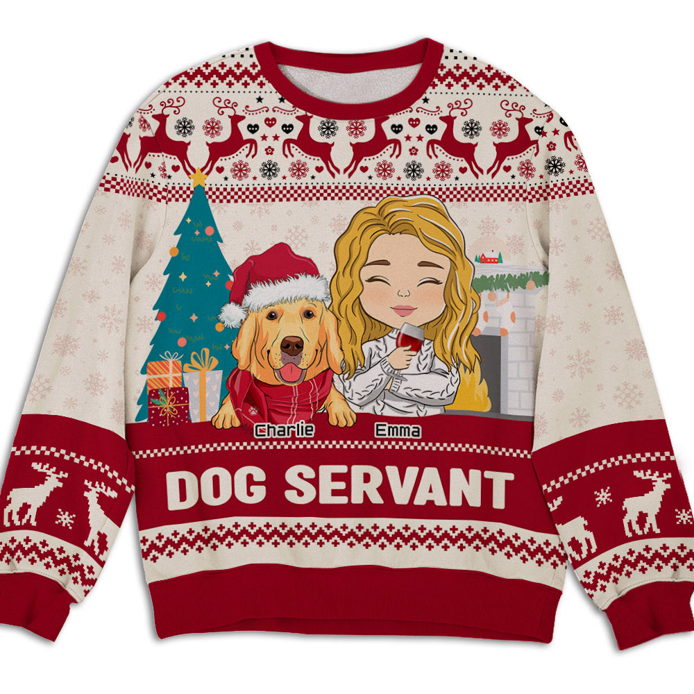 Dog Servant Pawlidays - Customizable All-Over-Print Unisex Sweatshirt for Dog Lovers