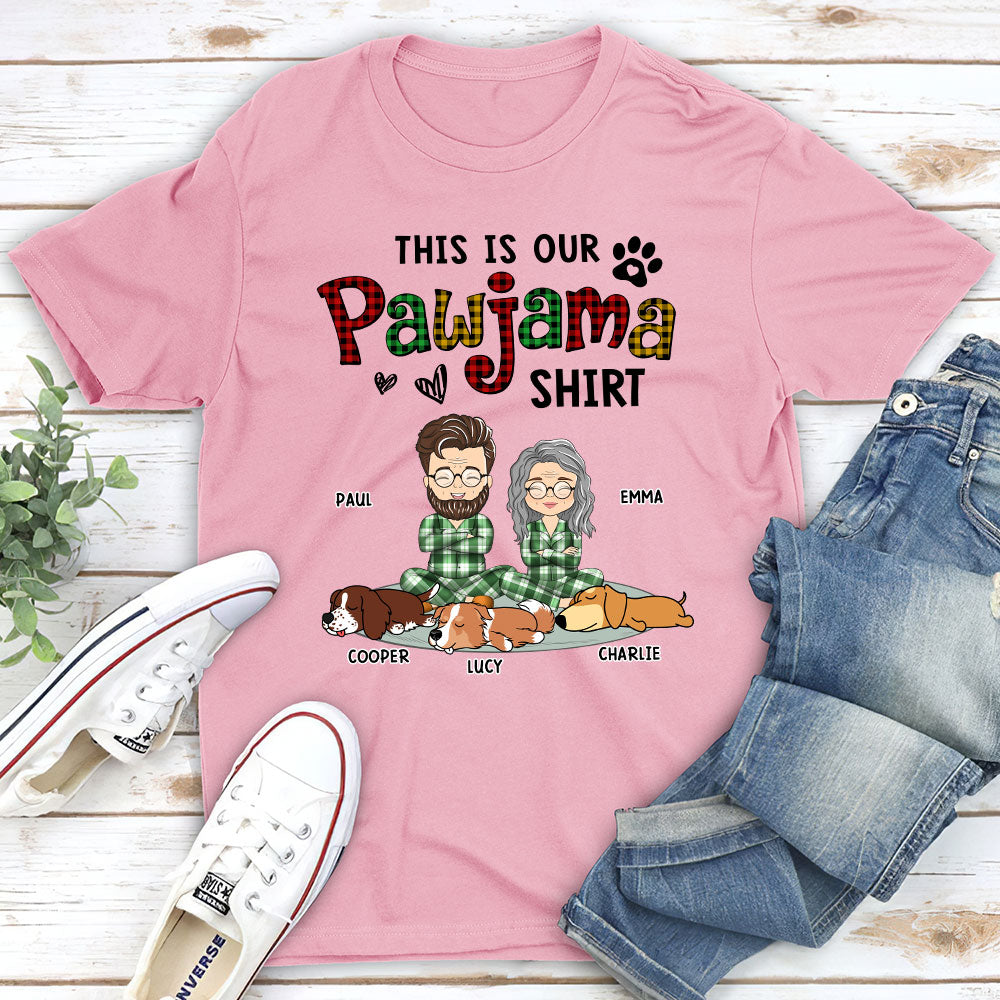 Pawjama Shirt Ver Couple - Personalized Custom Unisex 5.3 oz T-Shirt for Pet Lovers