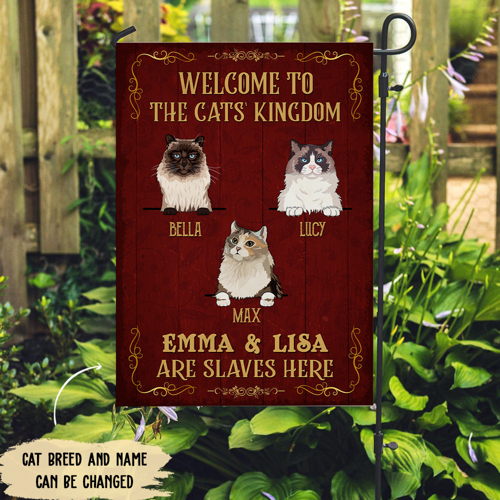 Welcome To The Cat Kingdom - Personalized Custom Garden Flag - Ideal Gift for Cat Lovers