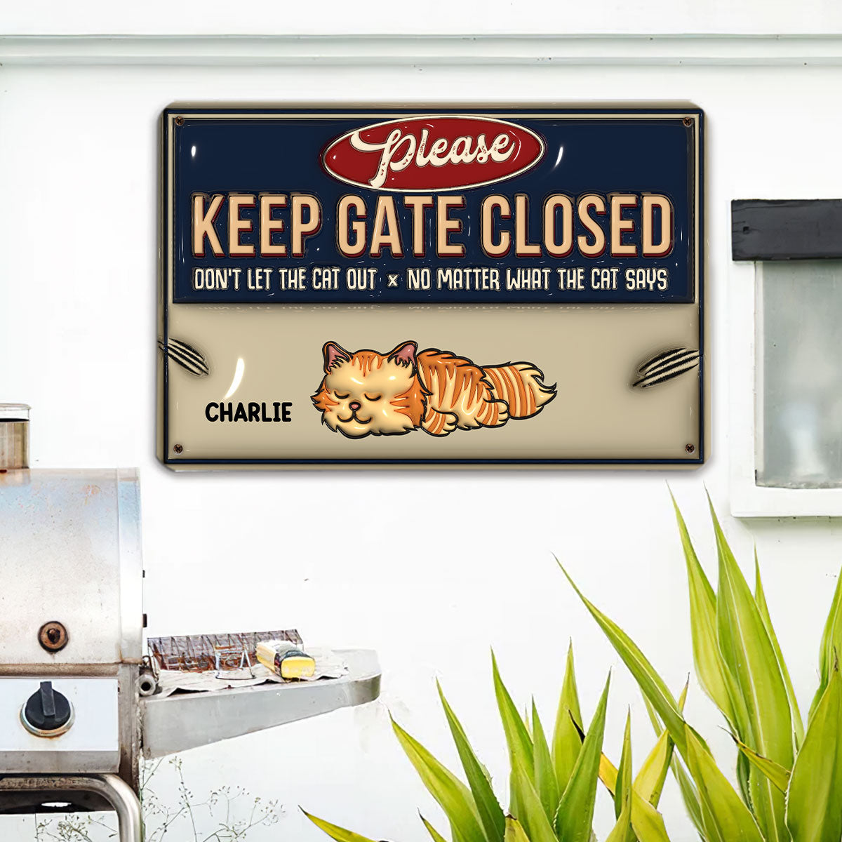Exclusive Personalized Custom 3D Inflated Effect Metal Sign - Do Not Let The Cats Out