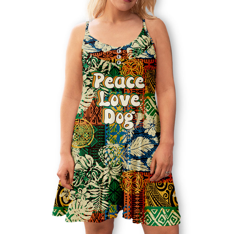 Peace - Love - Dog - Inspired Adjustable Strap Dress for Pet Lovers