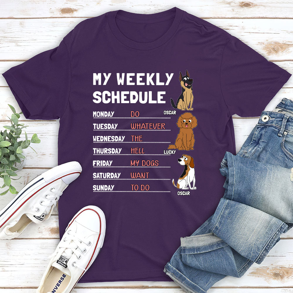 My Weekly Schedule - Personalized Custom Unisex Cotton Blend T-shirt for Pet Lovers