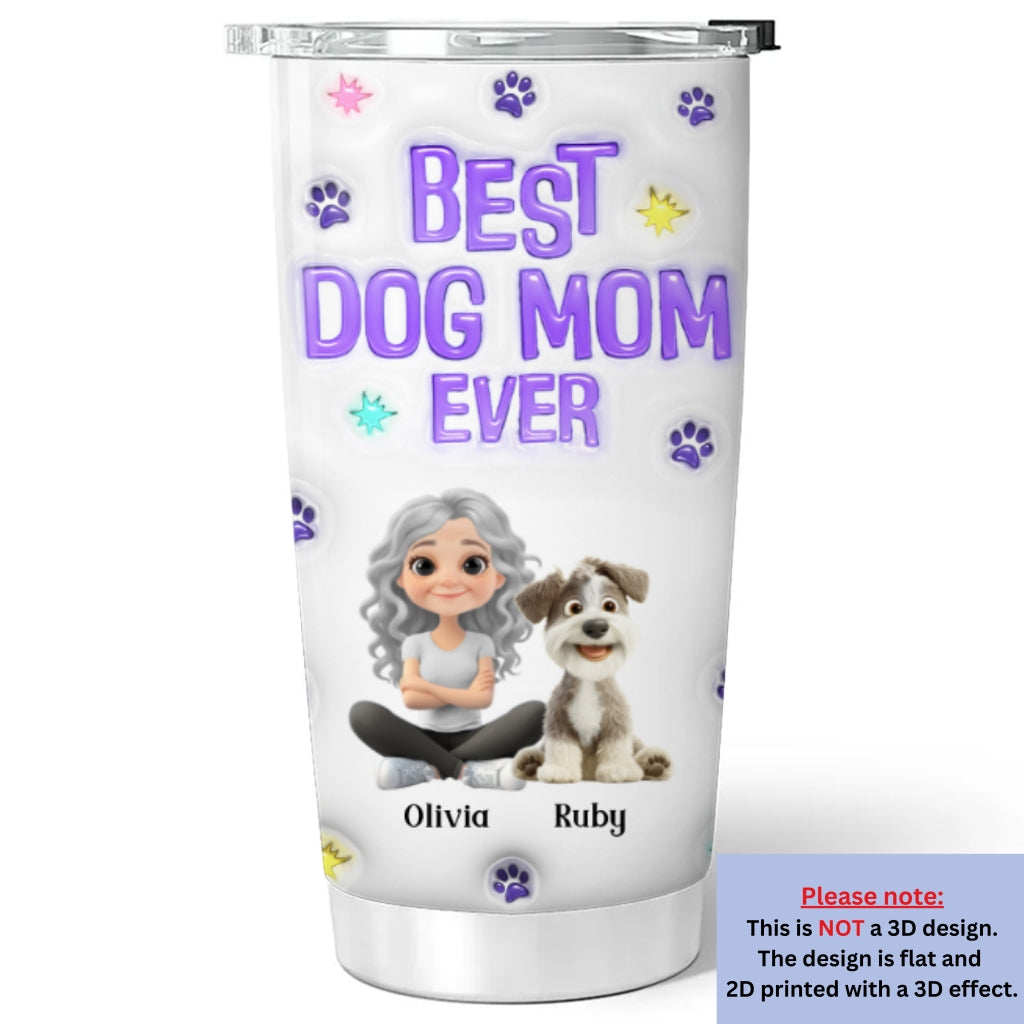 Unique Personalized Custom 3D Inflated Effect Dog Mom Power Cartoon Chibi 20oz Tumbler