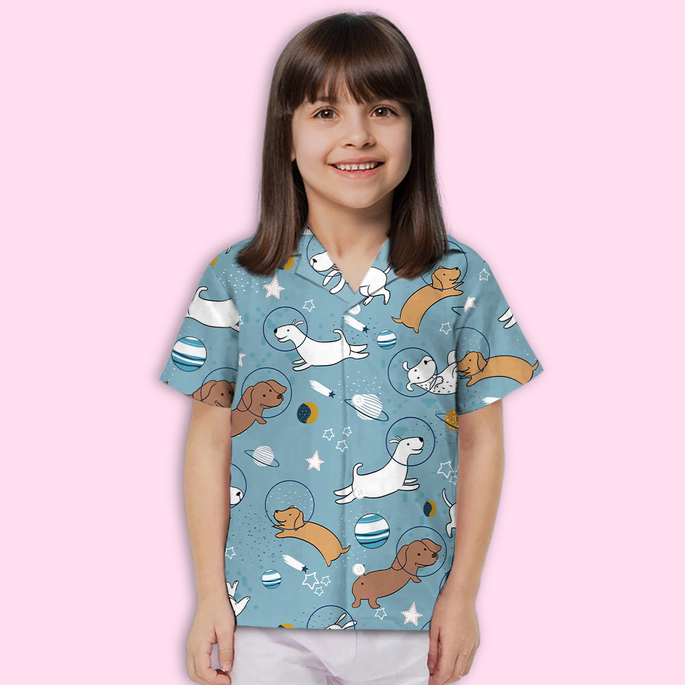 Space Dog 2 - Adorable Kids' Button - up Shirt with High - Quality Pet Prints