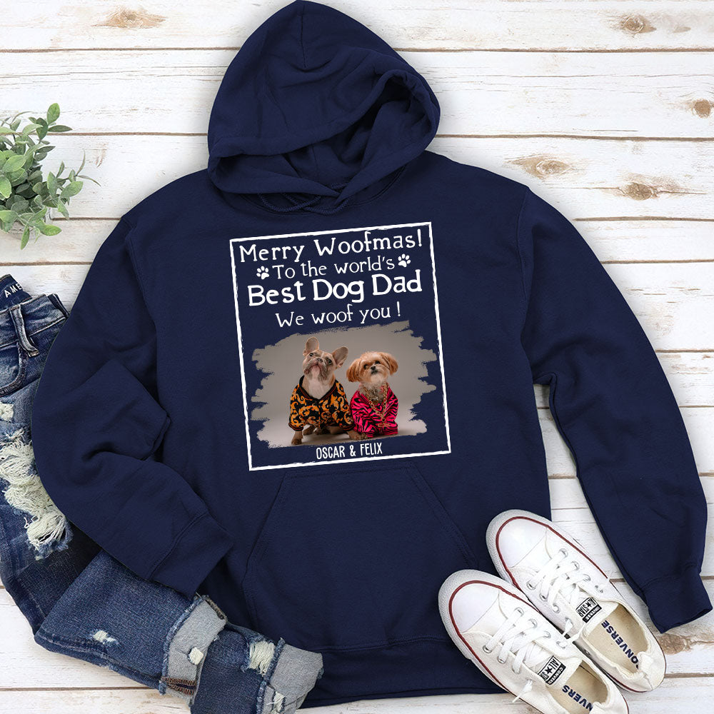 Woof Best Ever Personalized Custom Dog Dad and Mom Photo Hoodie