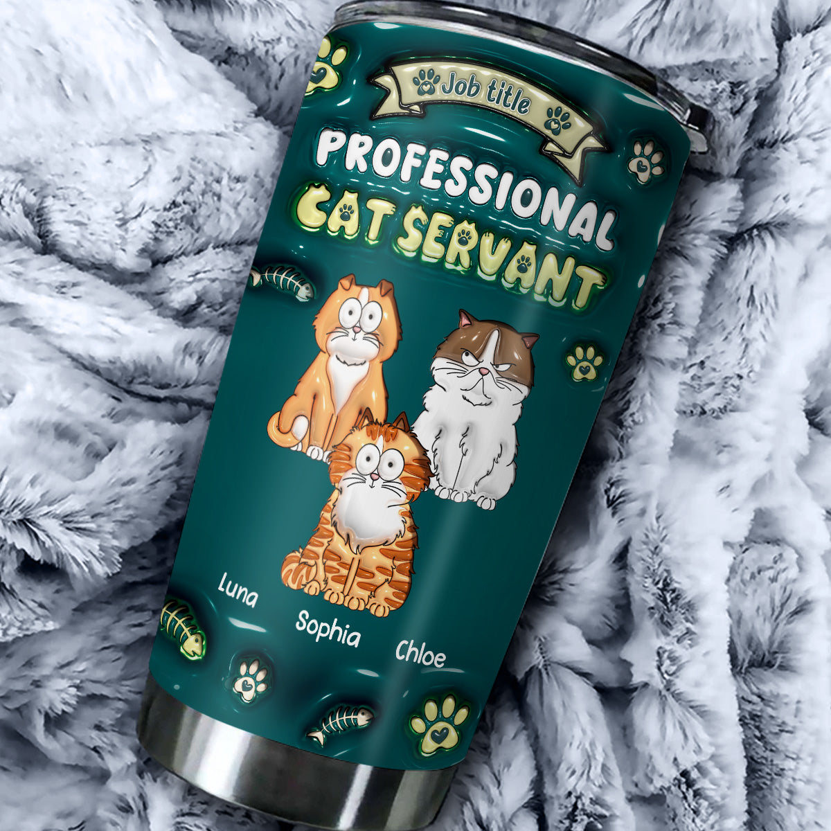 Unique Personalized Custom 3D Inflated Effect 20oz Professional Cat Servant Tumbler for All Occasions