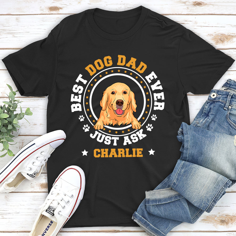 Best Dog Dad Circle - Personalized Custom Unisex 5.3 oz T-shirt for Pet Lovers