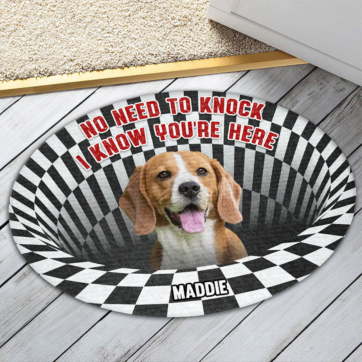 Custom Photo Personalized Doormat: No Need To Knock - Ideal for Pet Lovers